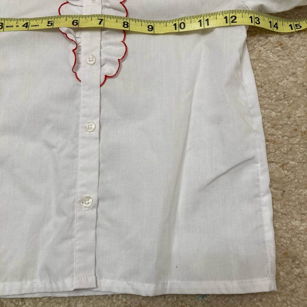 💙 Hartstrings Girl’s Floral Embroidered Collar White Button Up Shirt, Size 4 - Picture 9 of 10